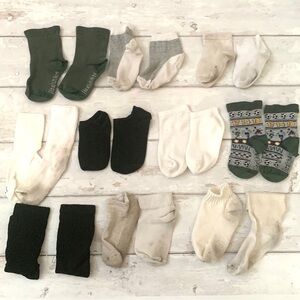 Toddler 2-4yrs Boys Socks Bundle Lot 10 Pairs White Olive Green Black Crew Sock